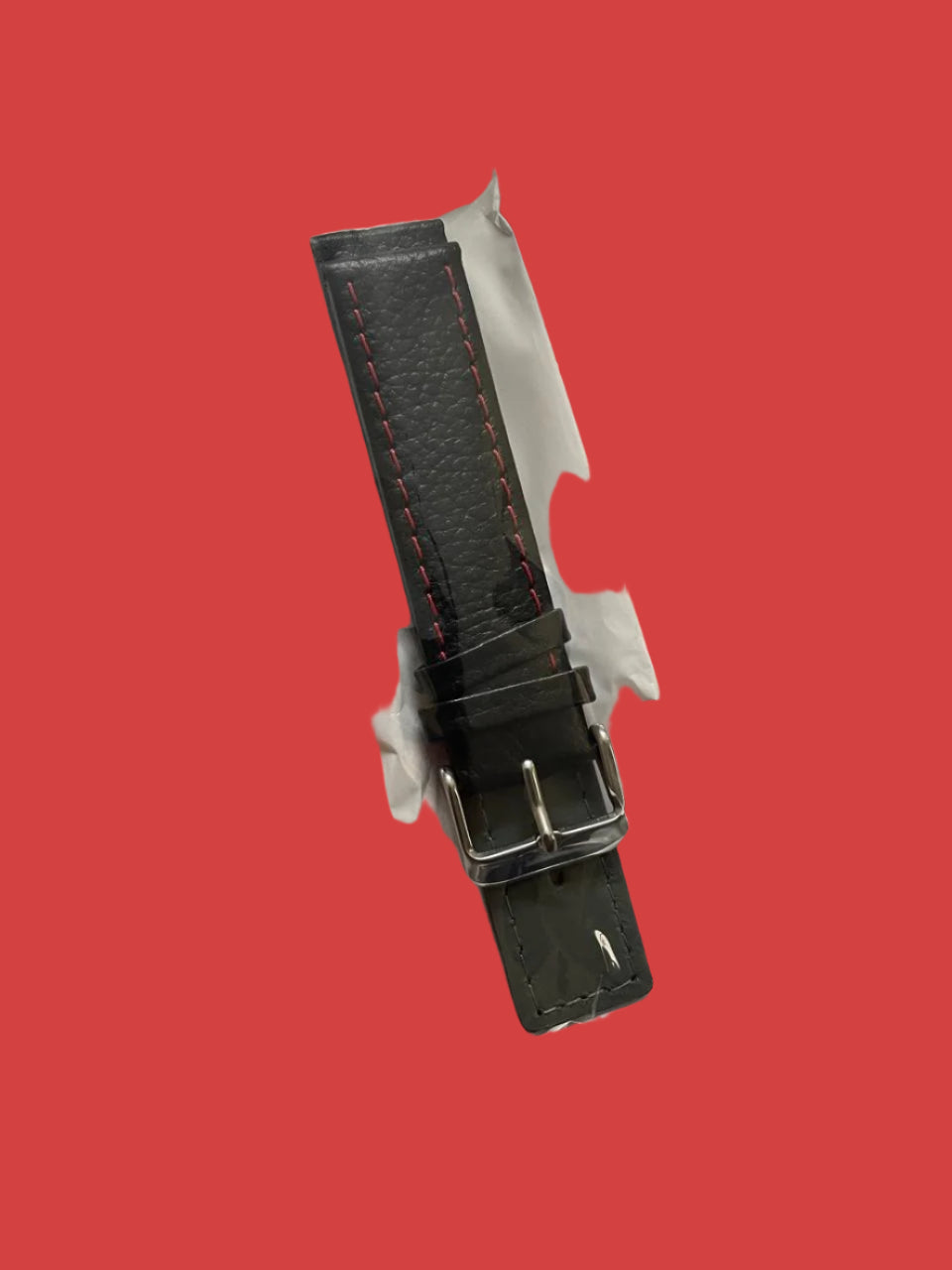 B Track Leather Strap Red thread border 22mm