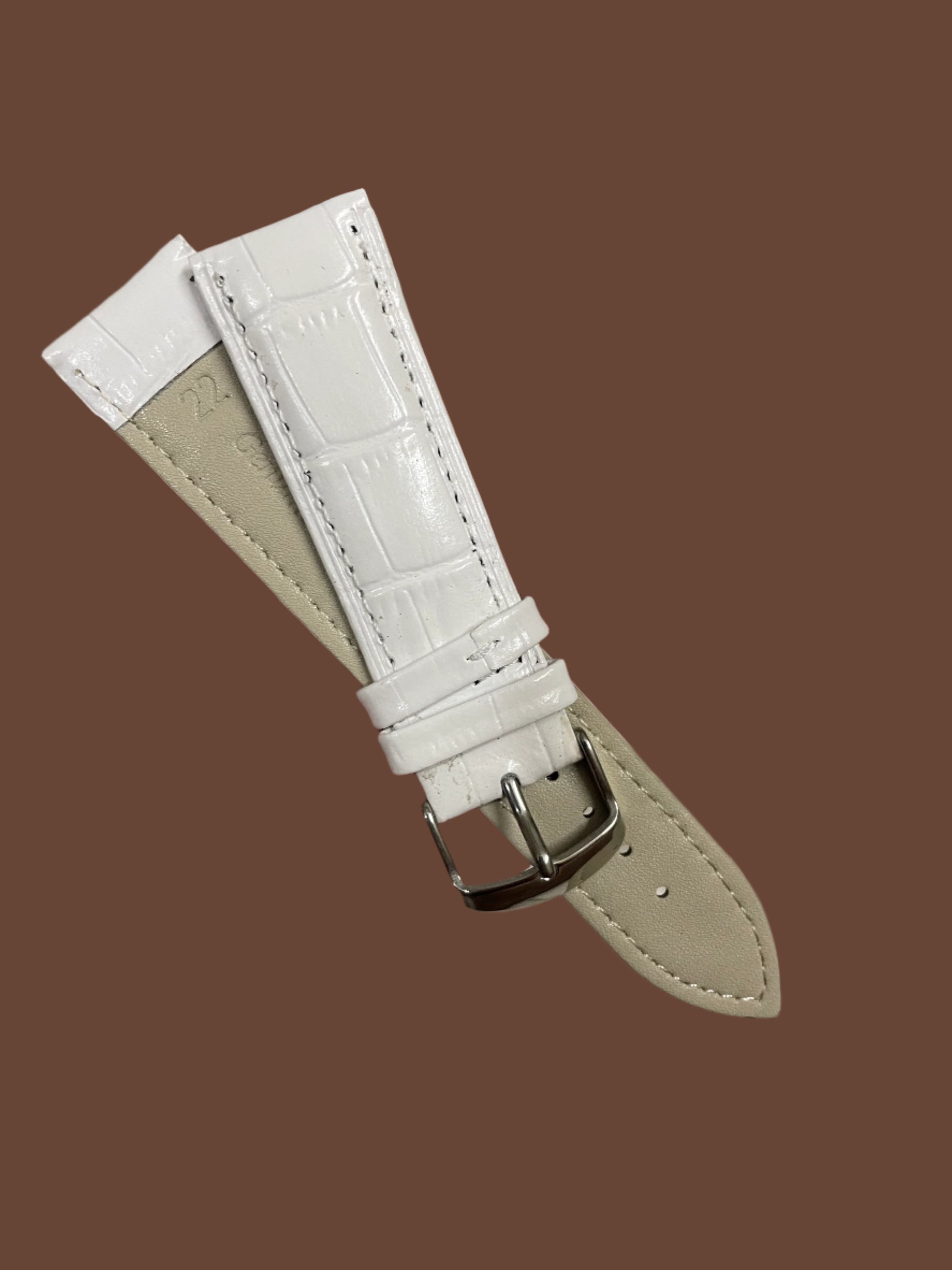 Croc Style Leather Strap White 22mm