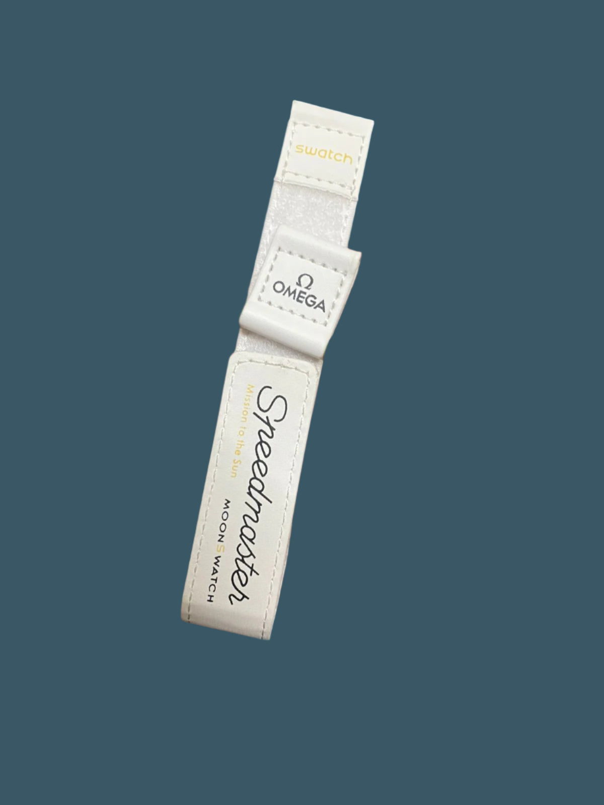 Compatible Omega Swatch Moonswatch White Strap with Yellow Fonts 20mm – Bold & Sporty Timepiece