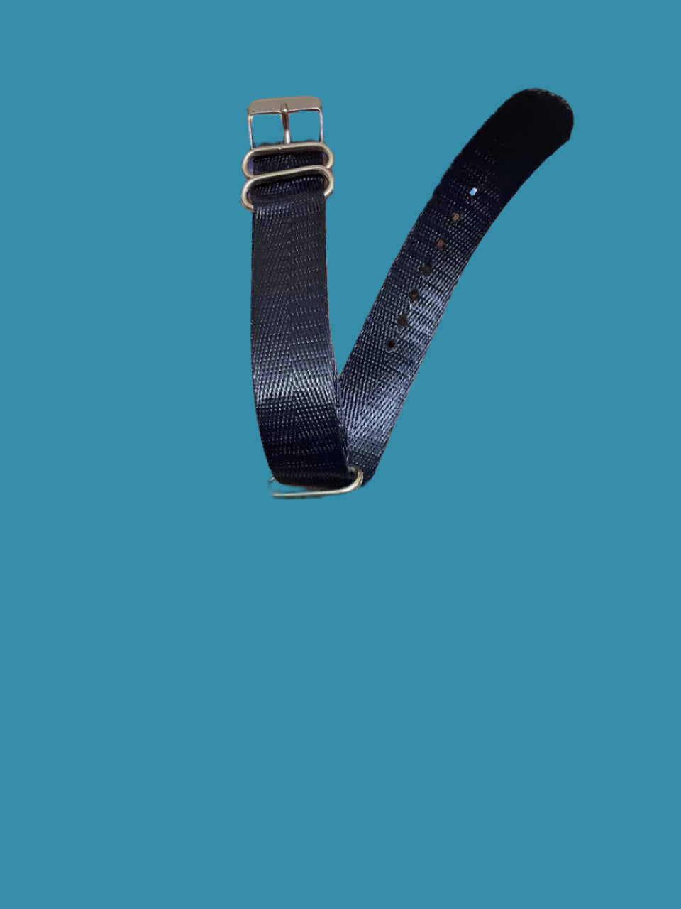20mm navy blue NATO watch strap with stainless steel buckle – nylon replacement band