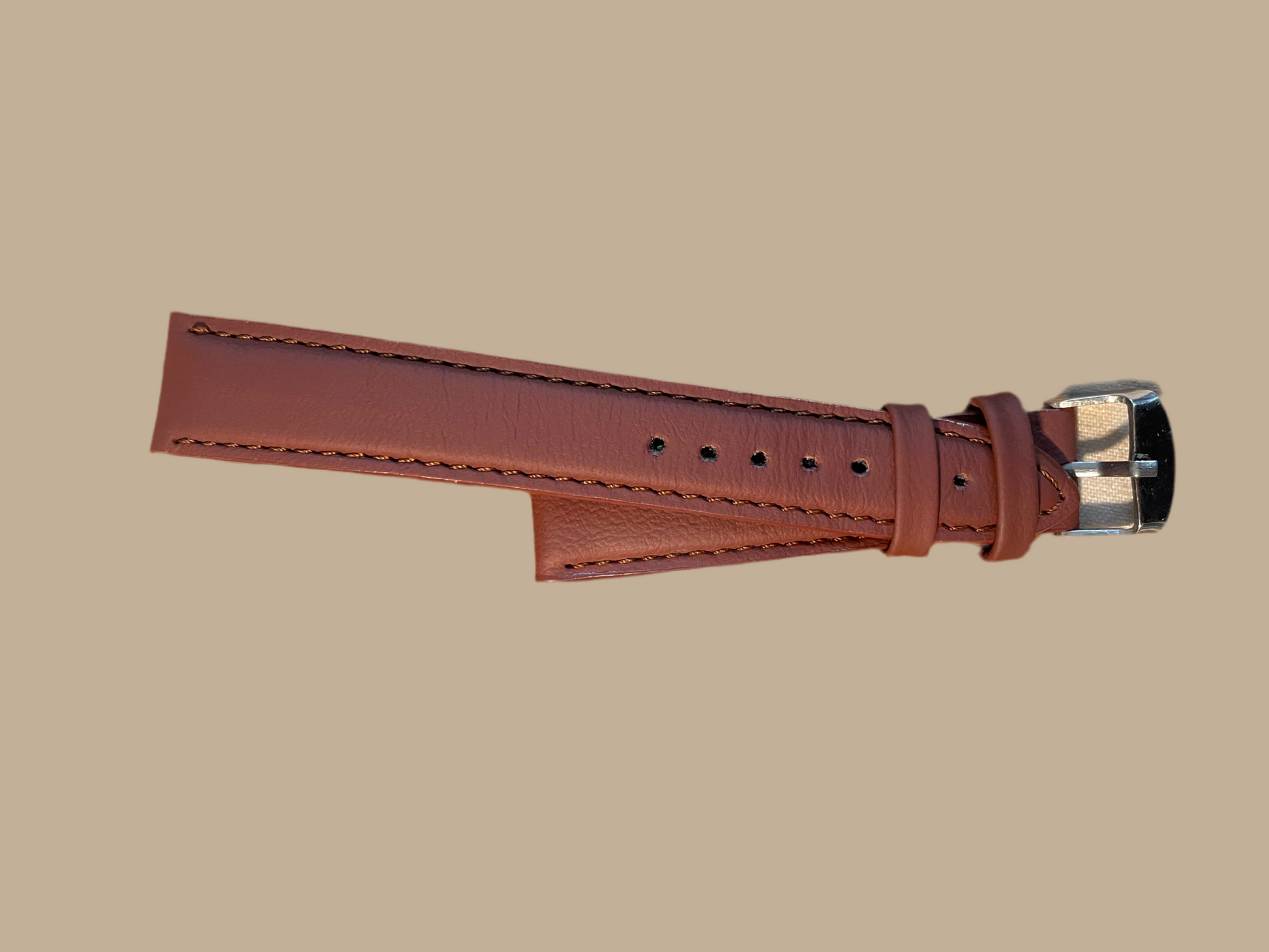 Maroon brown leather strap 18mm