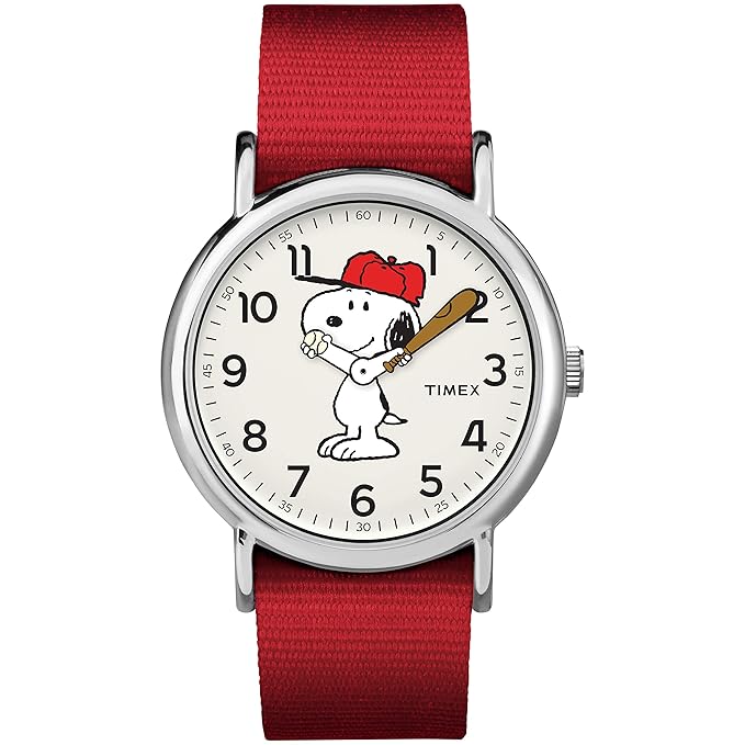 Timex Snoopy Weekender watch with Peanuts dial, classic nylon strap – Limited Edition