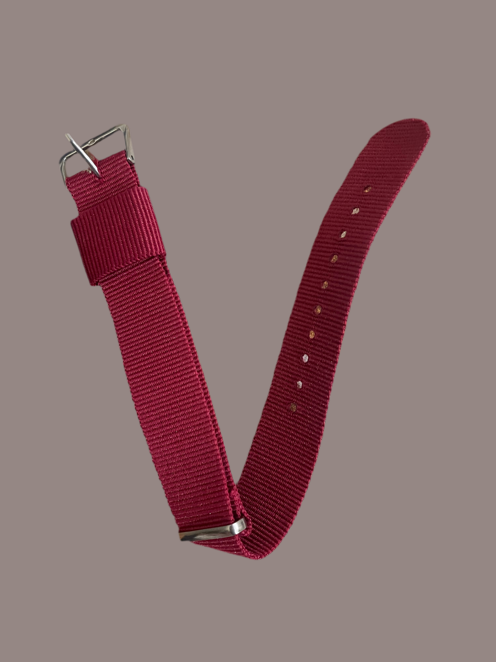 20mm maroon NATO watch strap with stainless steel buckle – nylon replacement band