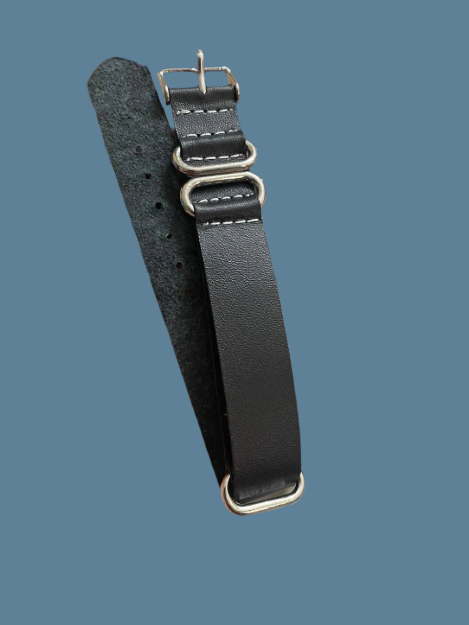 Leather Nato style strap Black 18mm-20mm-22mm