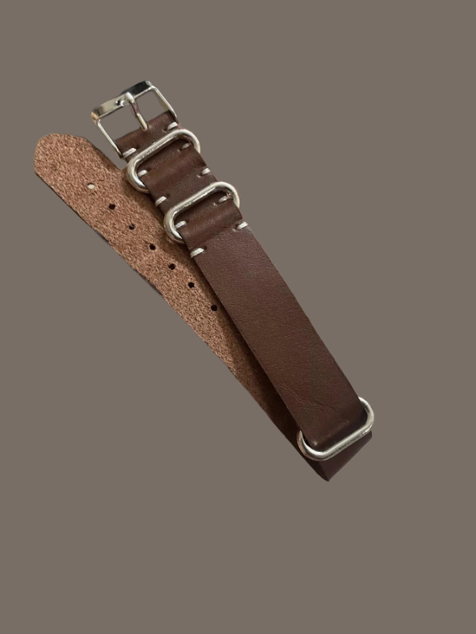 Leather Nato style strap Brown 18mm