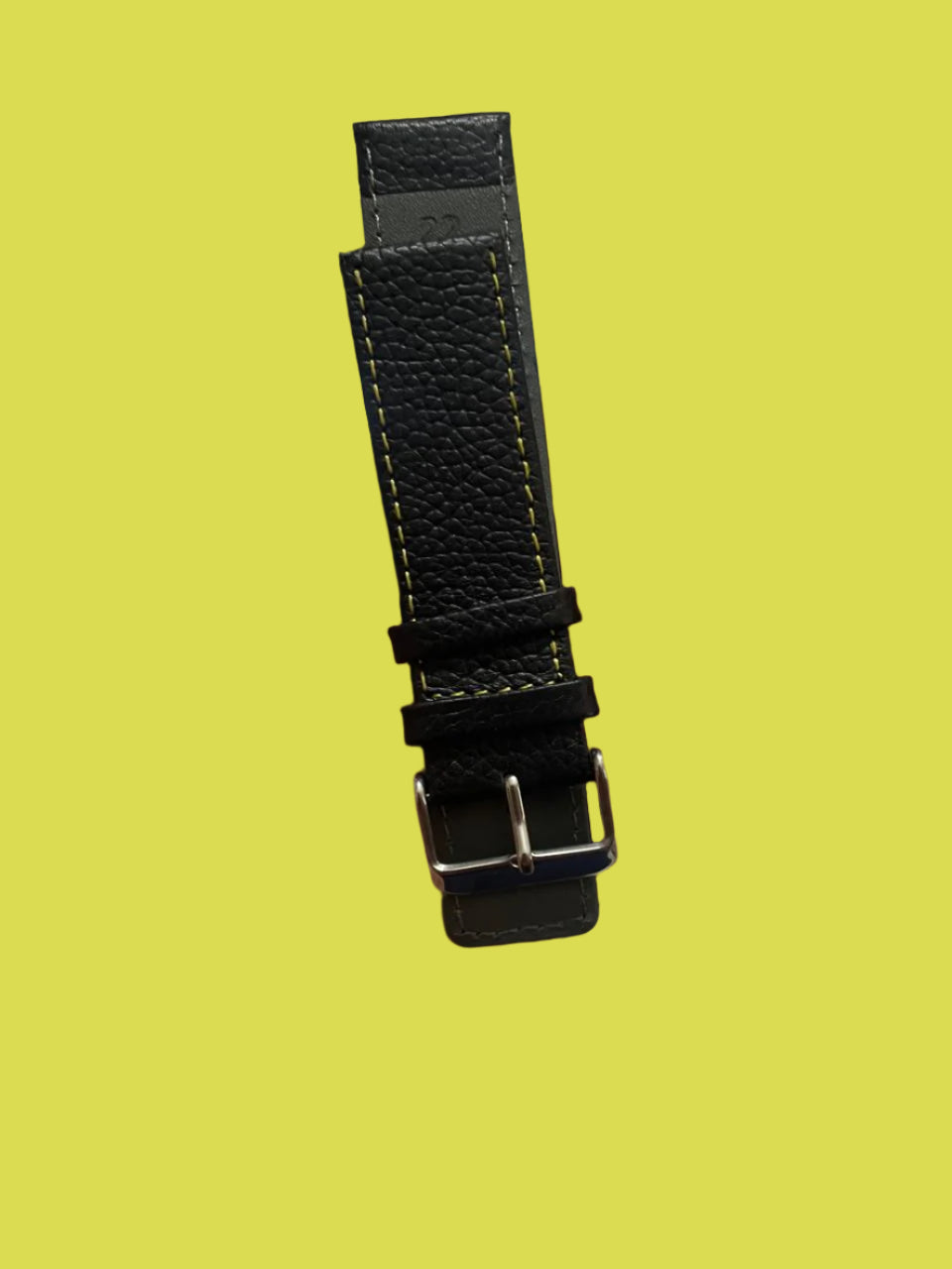 B Track Leather Strap Lime yellow thread 22mm
