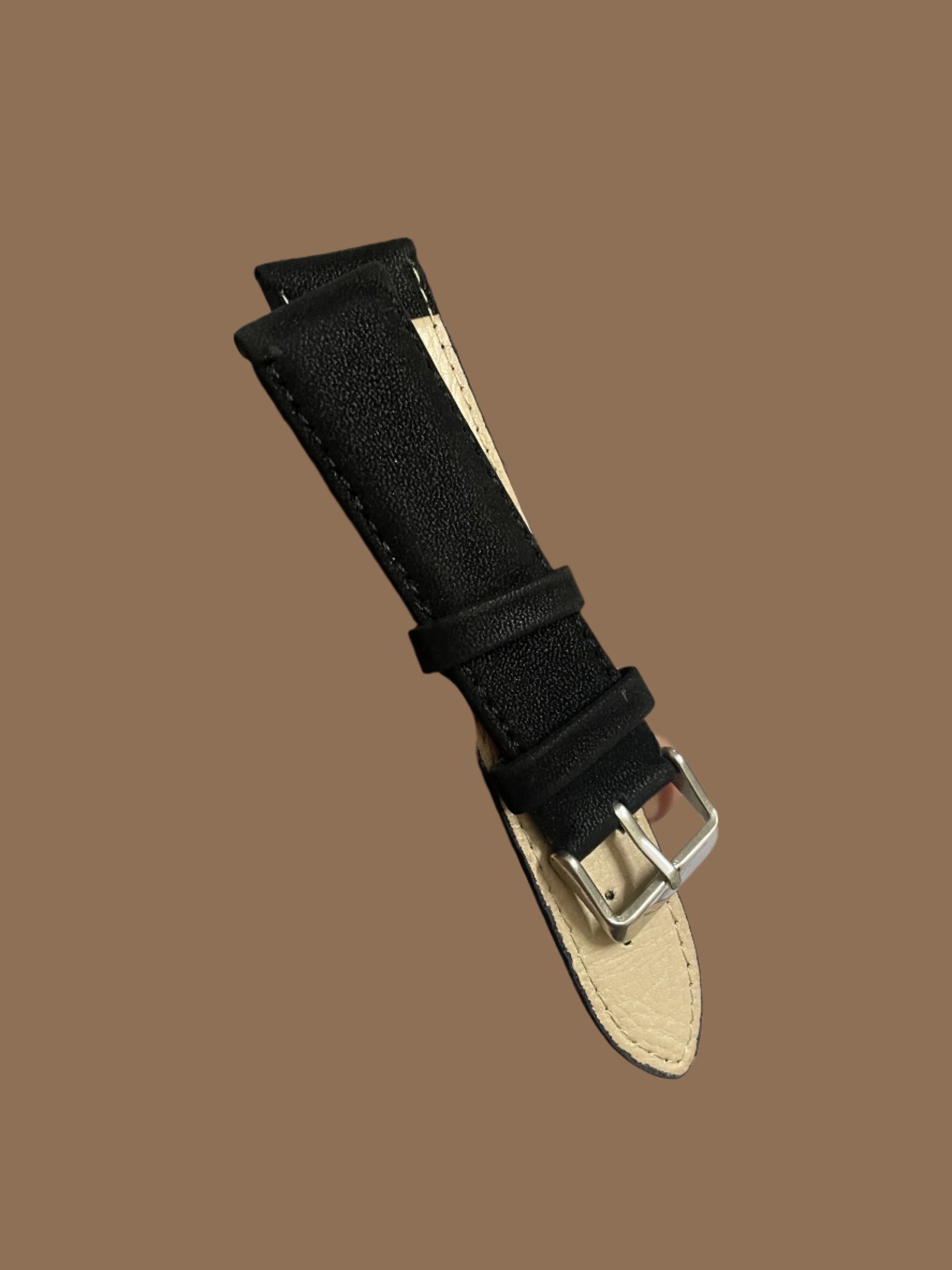 Leather Strap Velvet Black 22mm