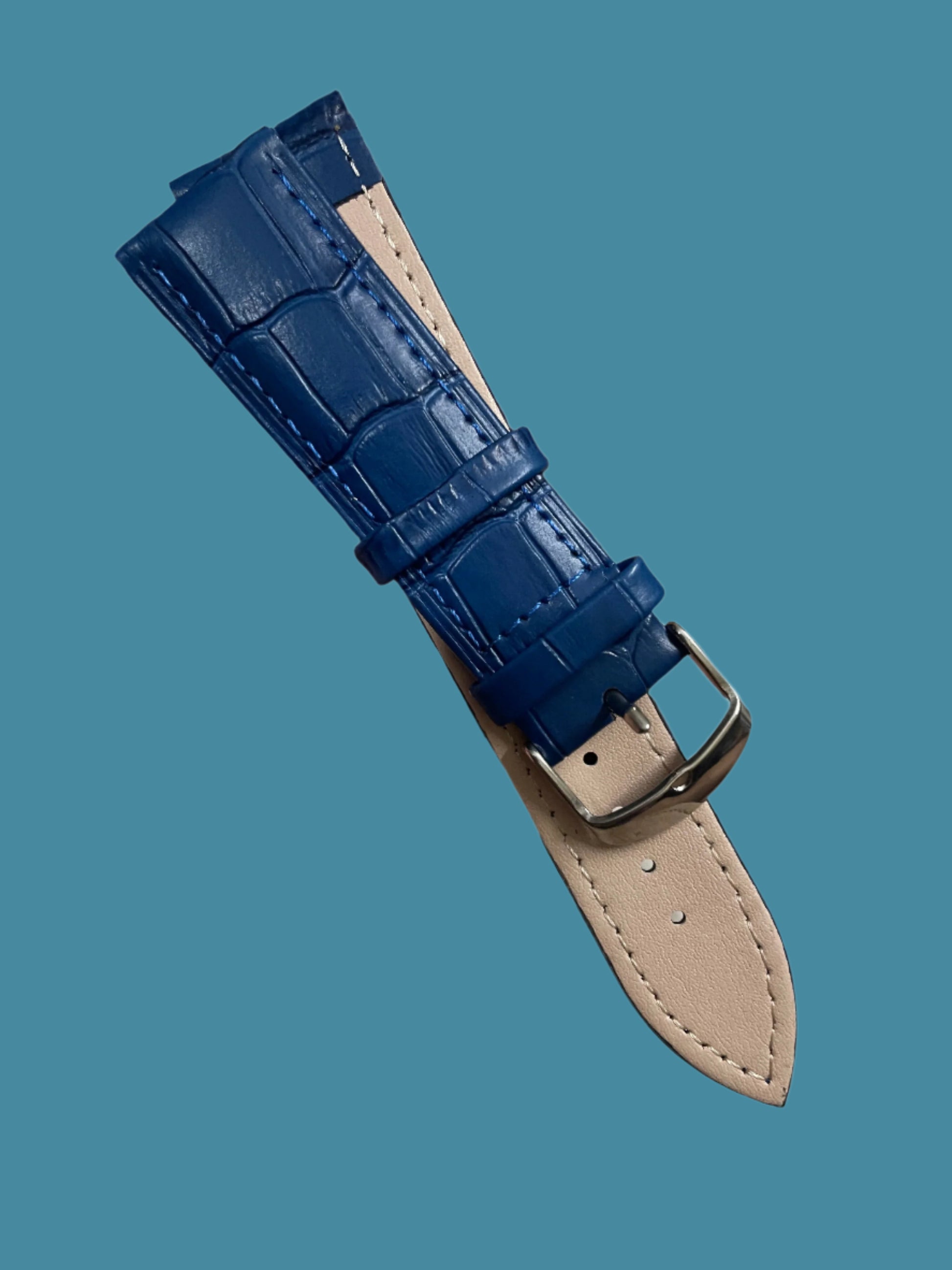 Croc Style Leather Strap Blue 22mm