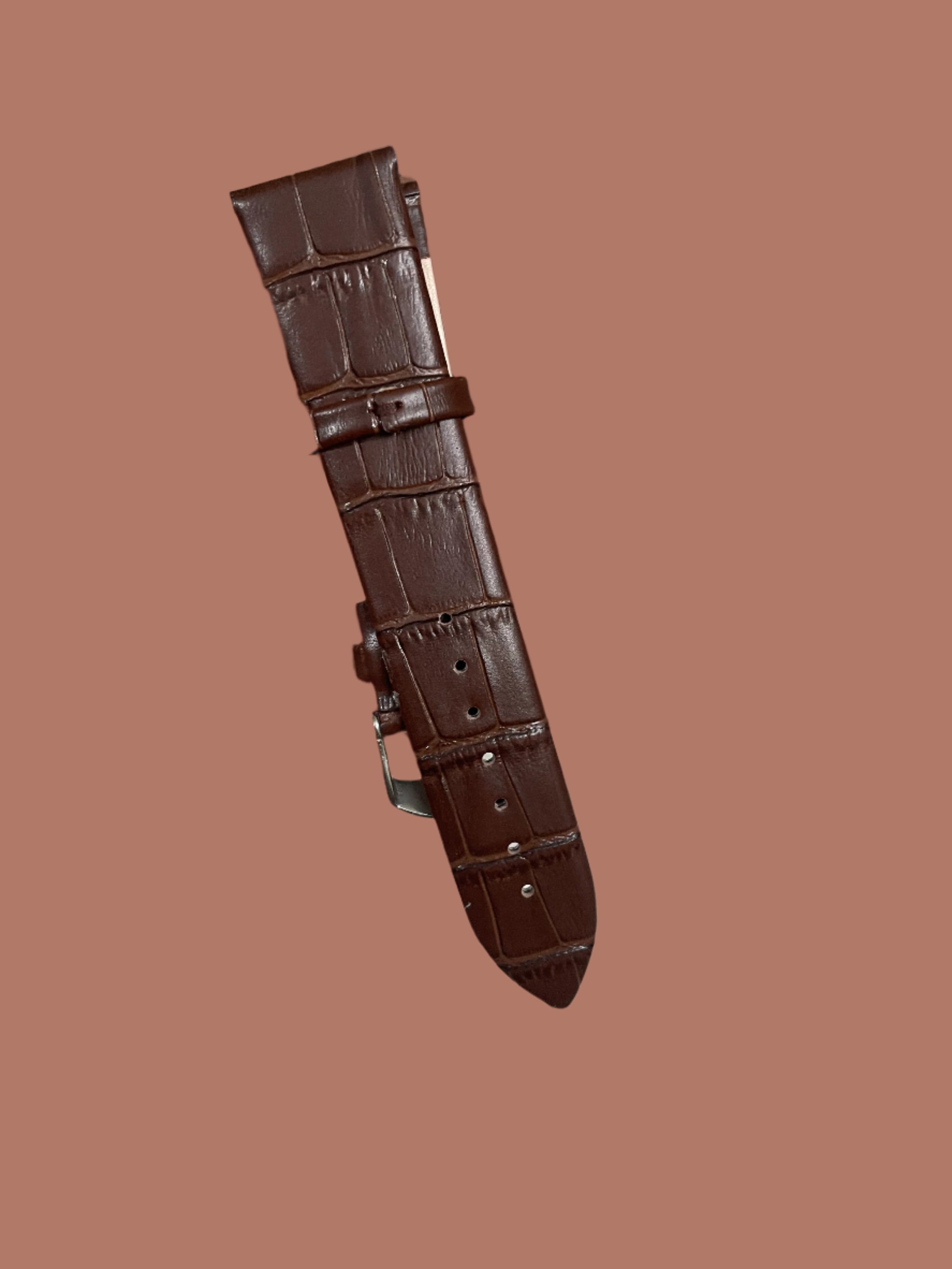 Croc Style Leather Strap Dark brown 20, 22mm
