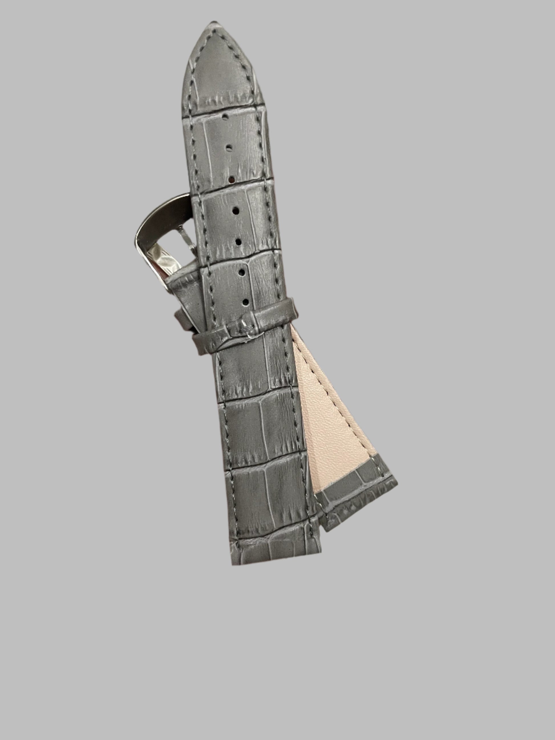 Croc Style Leather Strap Grey 20, 22mm