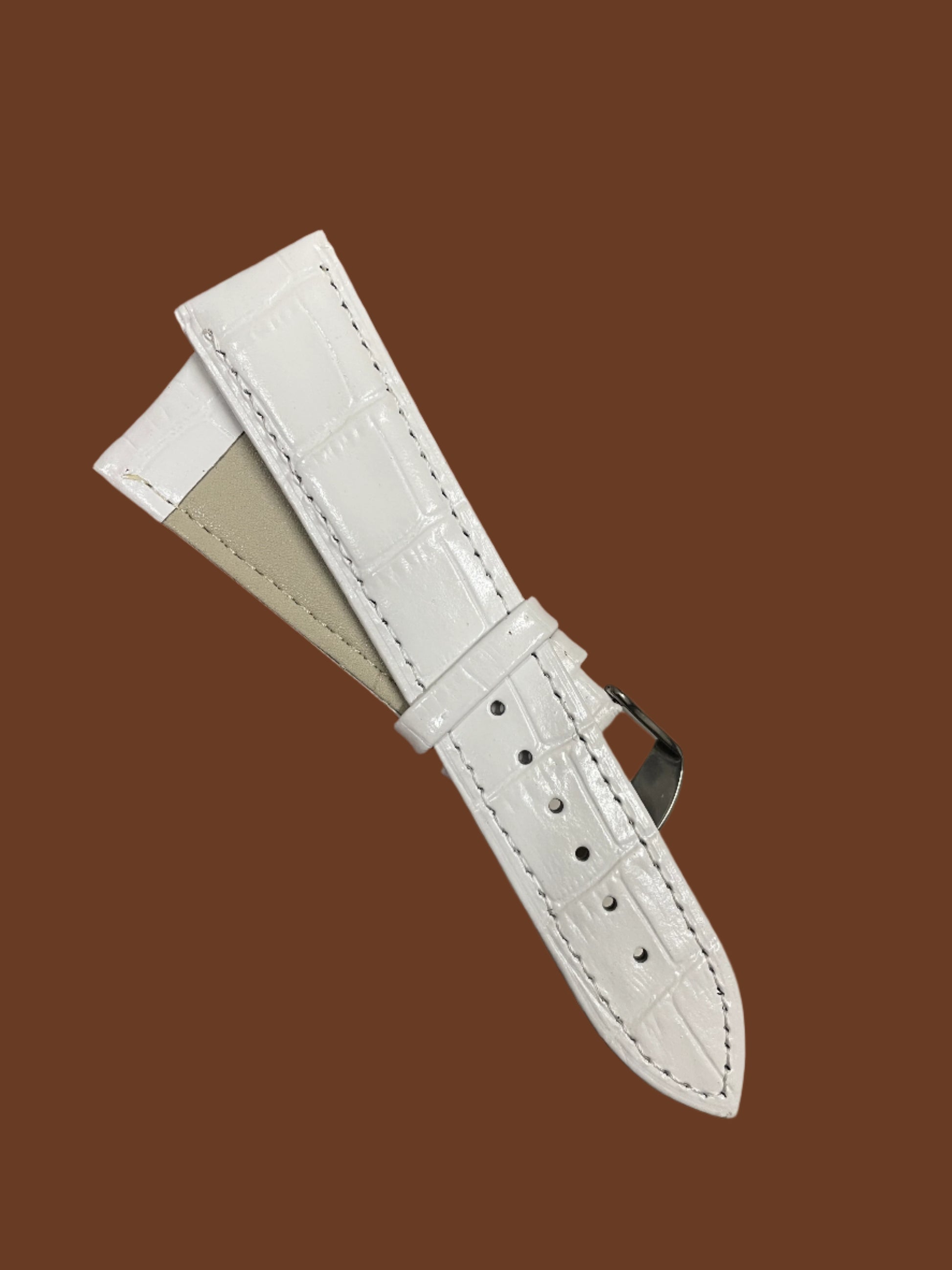 Croc Style Leather Strap White 22mm