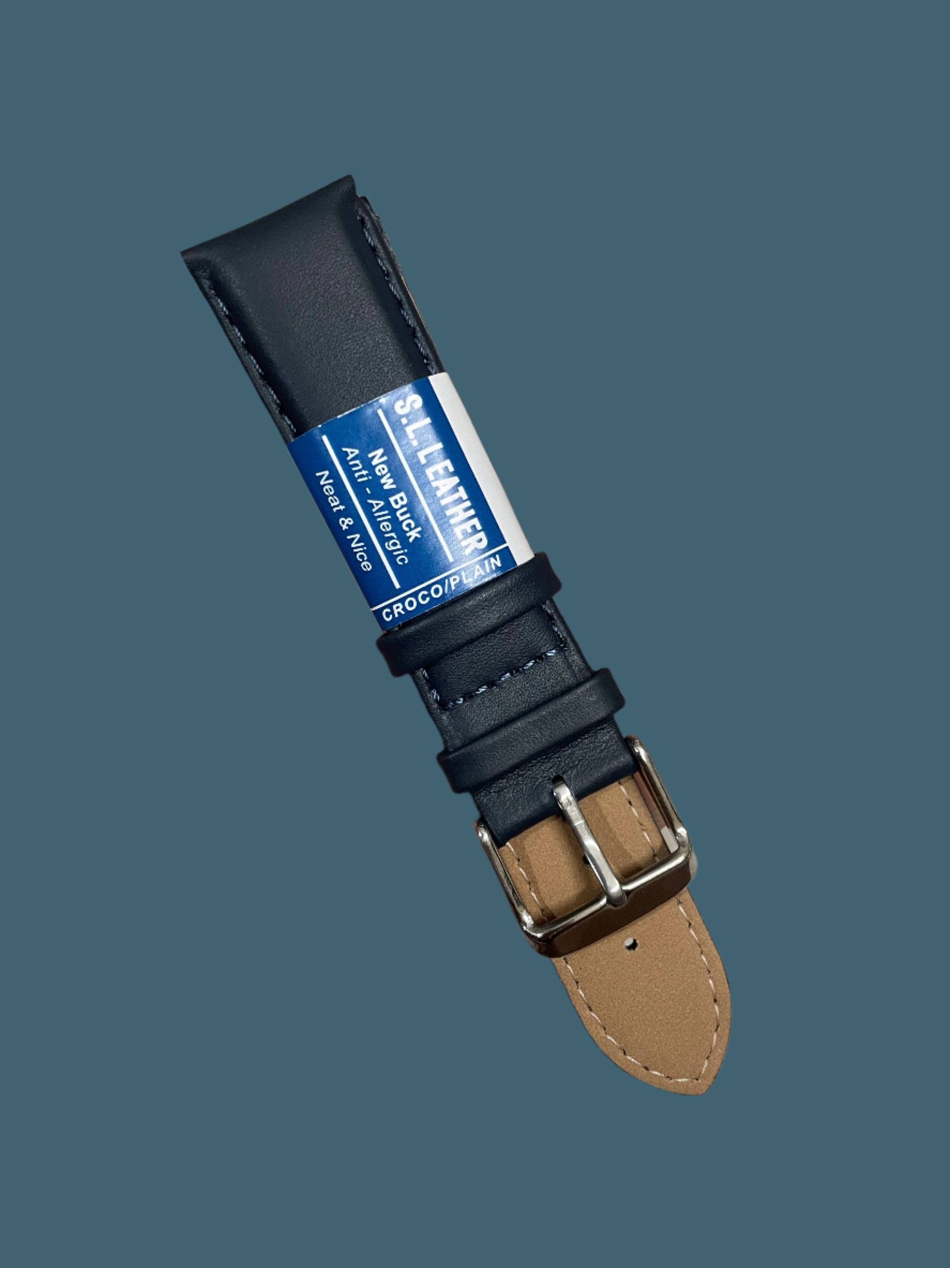 Genuine leather Plain Strap Dark Blue 20,22mm