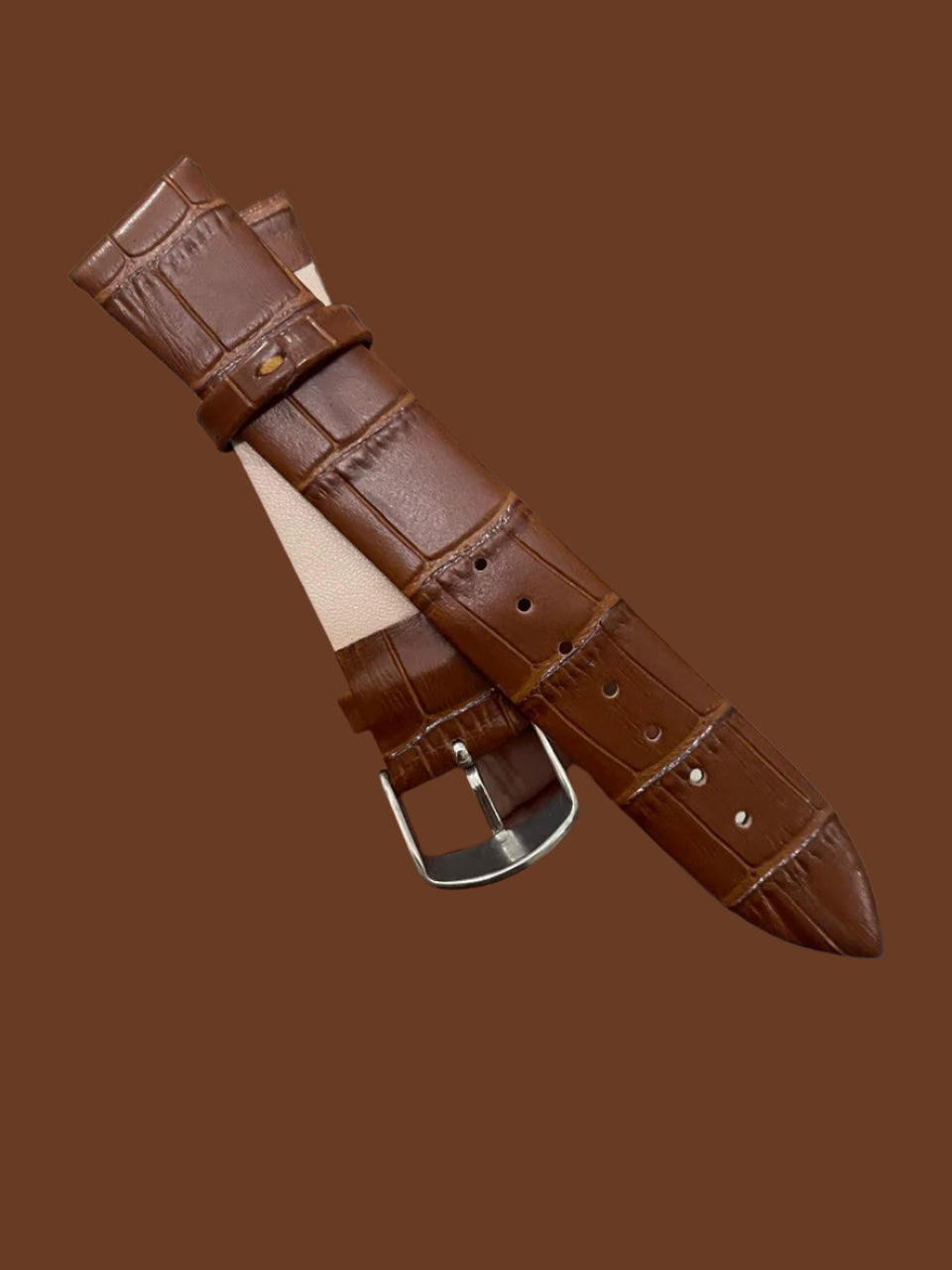 Pasting Leather Strap Dark Brown 18.20mm