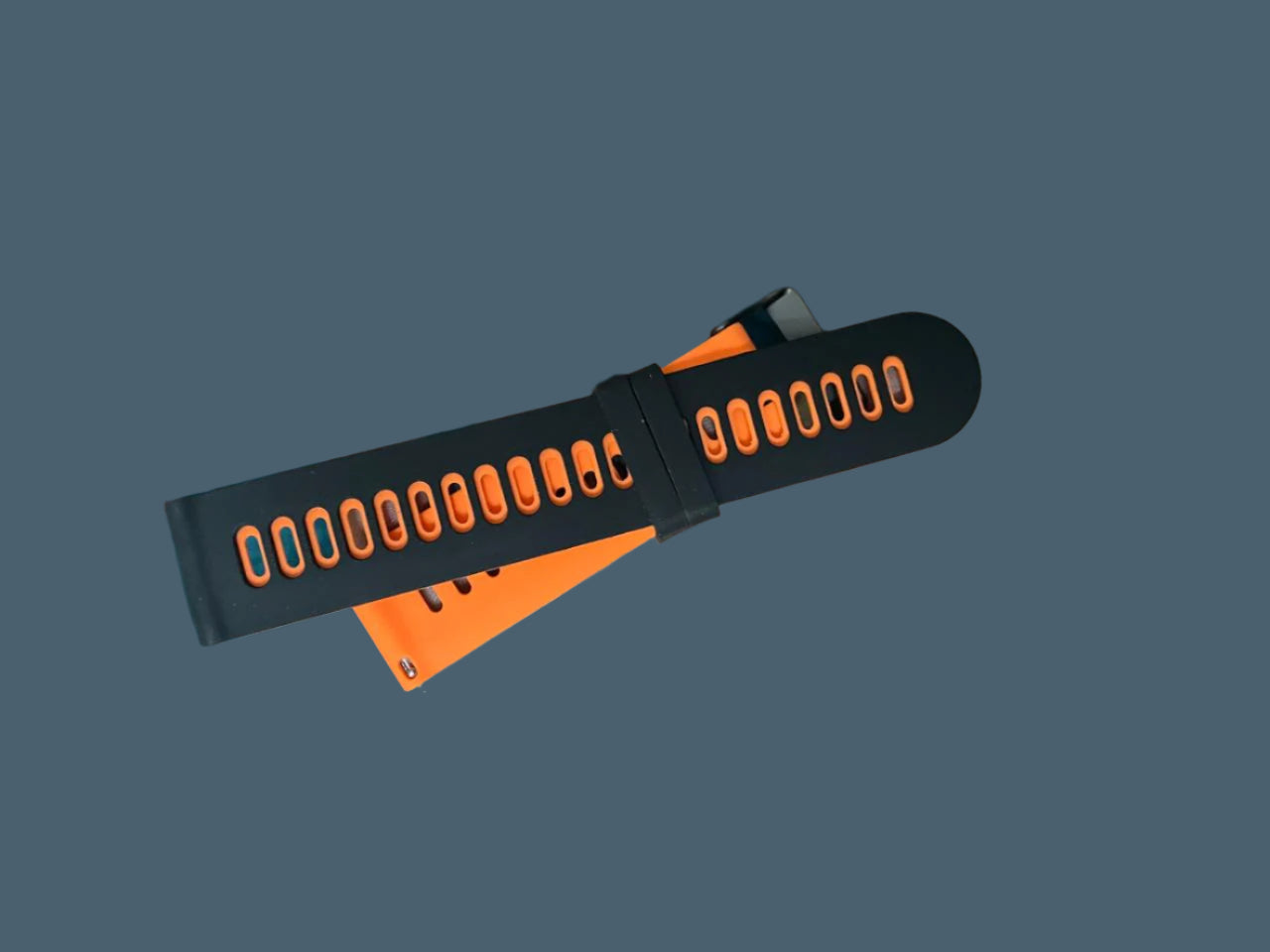 Premium 22mm quick-release silicone watch strap with black outer and orange inner design