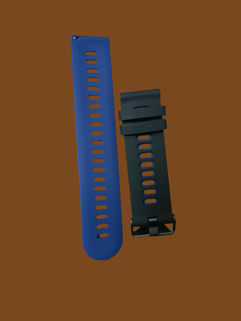 Premium 22mm quick-release silicone watch strap with black outer and blue inner design