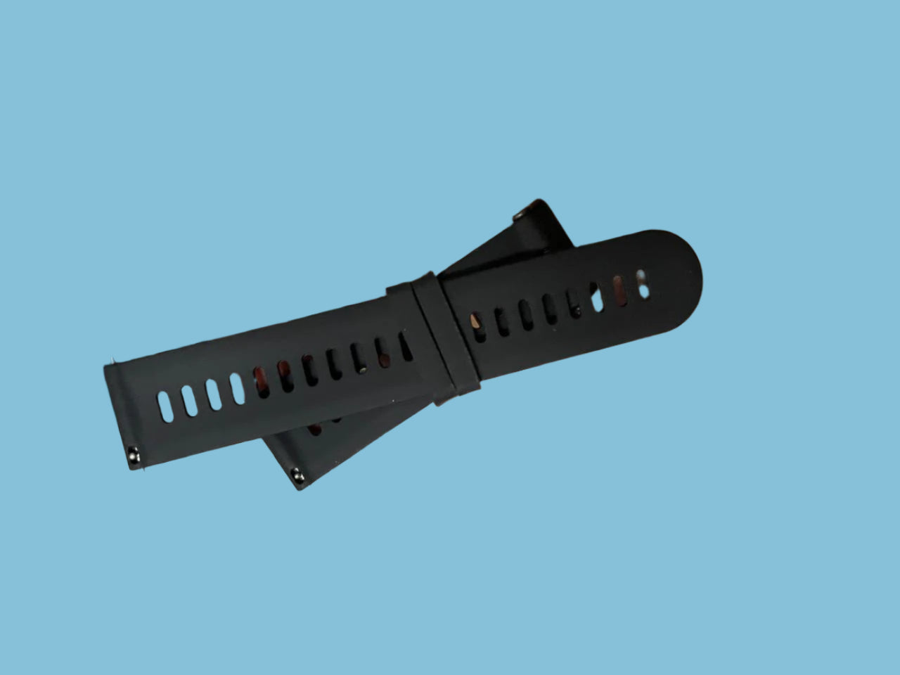 Premium 22mm black silicone watch strap with quick-release spring bars