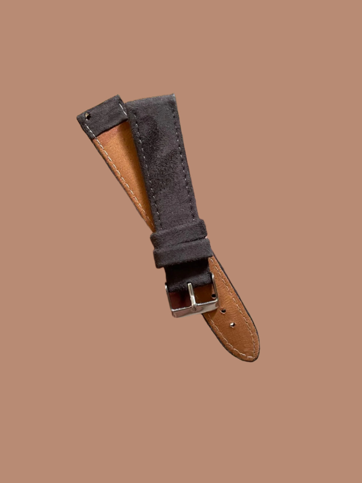 Elegant grey suede leather quick-release watch strap