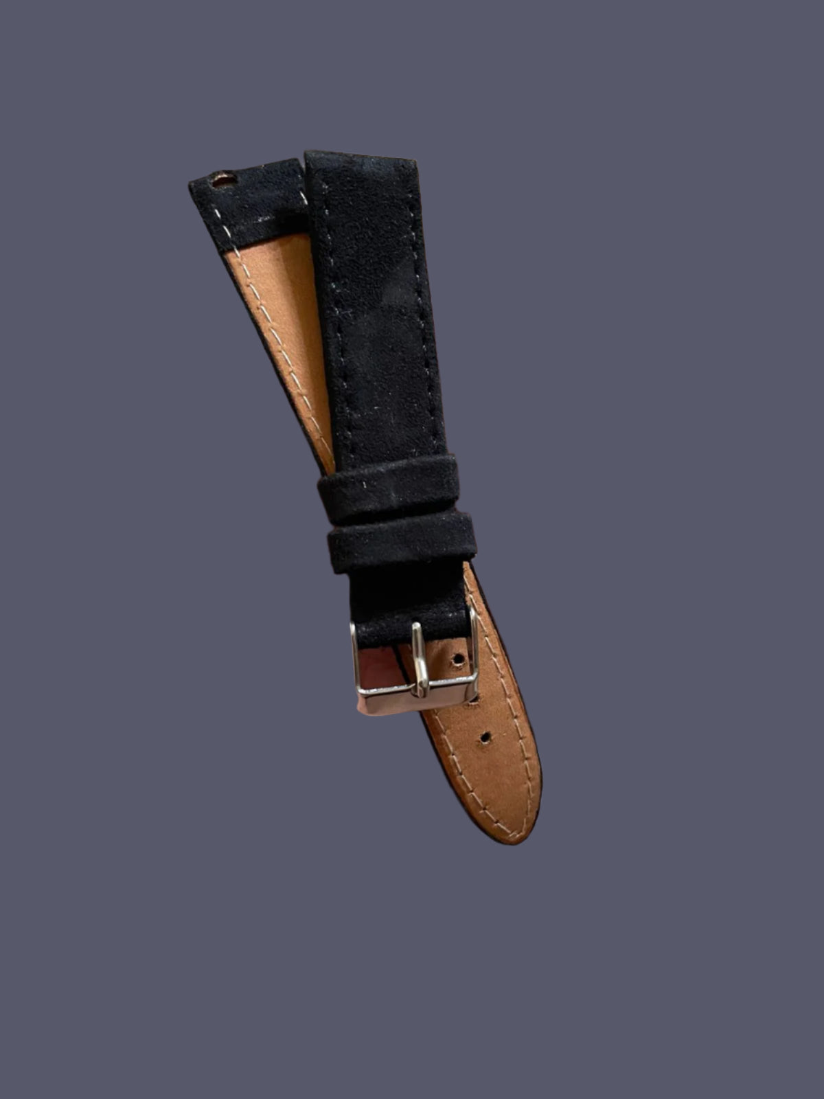 Premium black suede leather quick-release watch strap for men