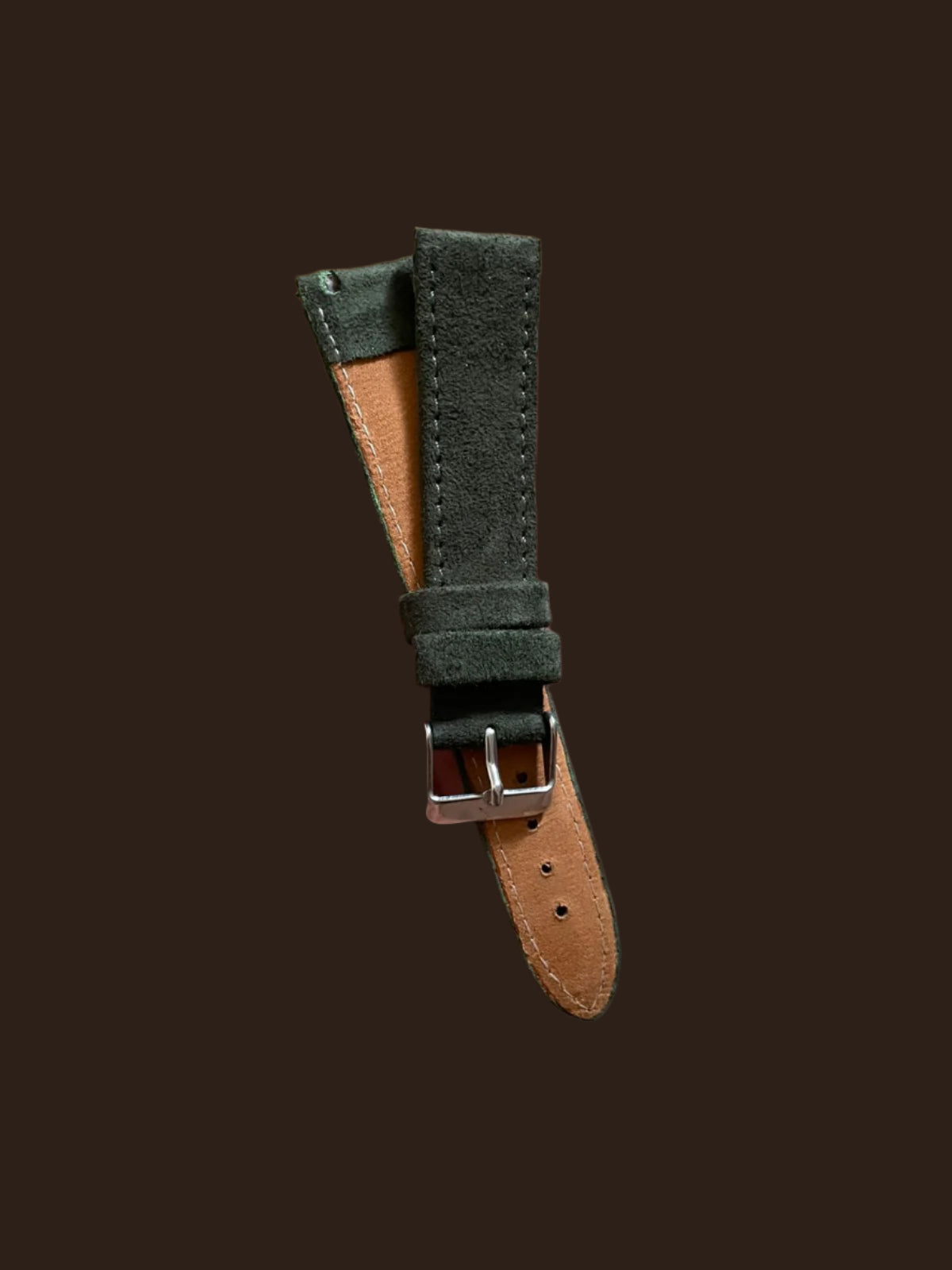 Soft green suede quick-release watch strap for men