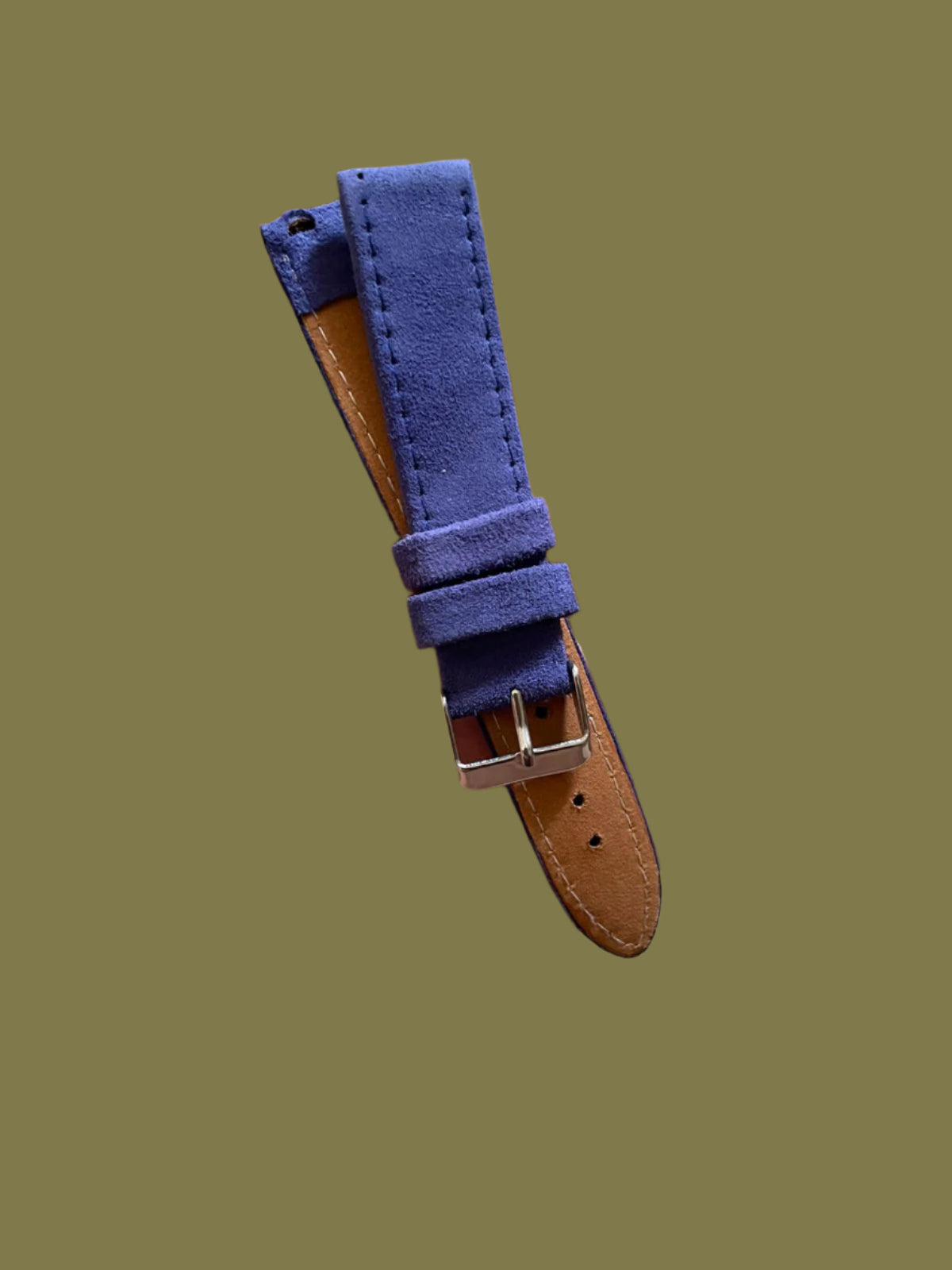  blue suede leather quick-release watch strap