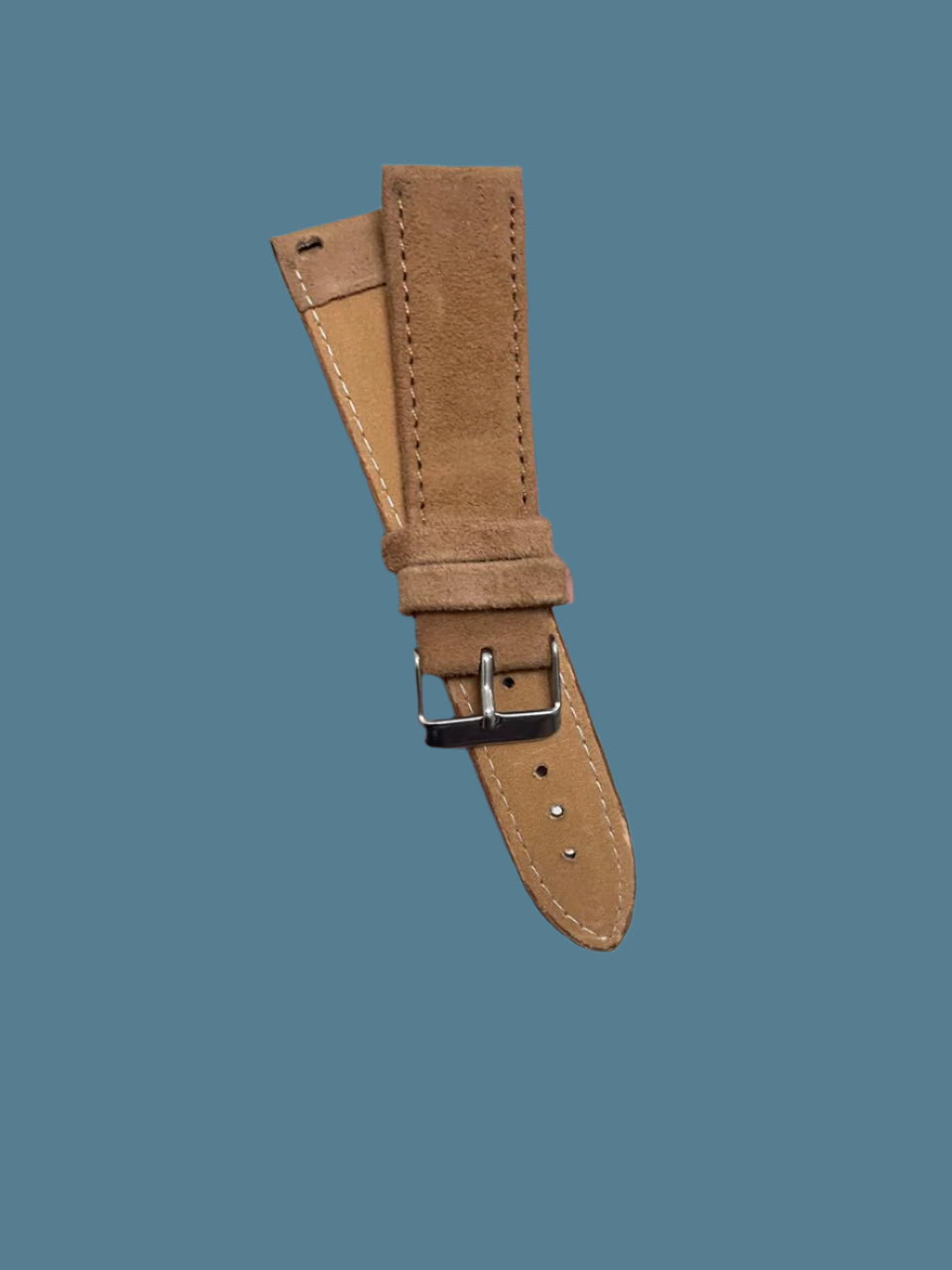 Vintage-style tan suede quick-release watch strap