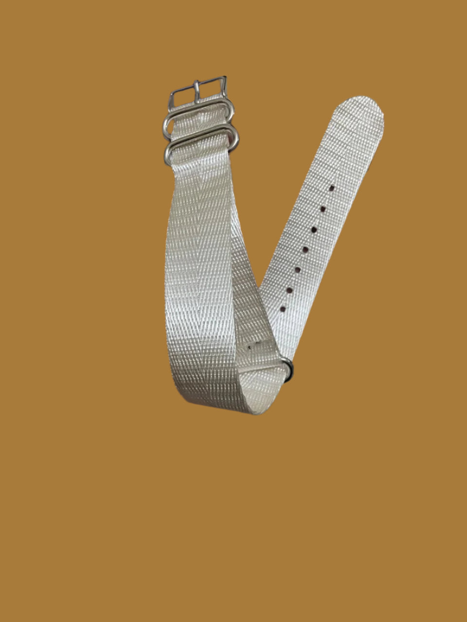 20mm white NATO watch strap made of nylon with stainless steel buckle