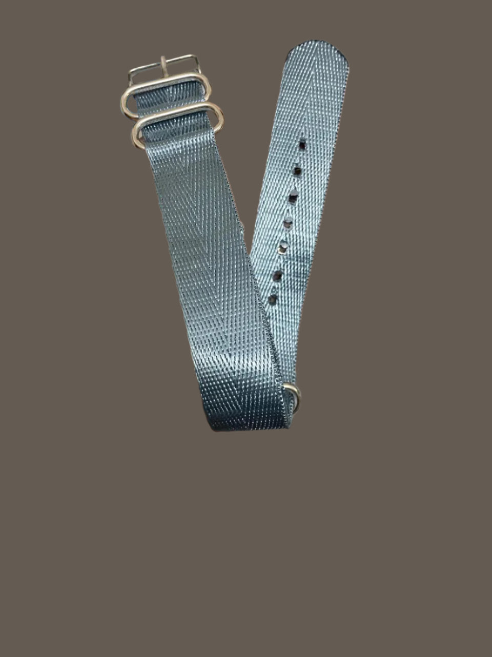 20mm metallic teal blue NATO watch strap with polished stainless steel hardware