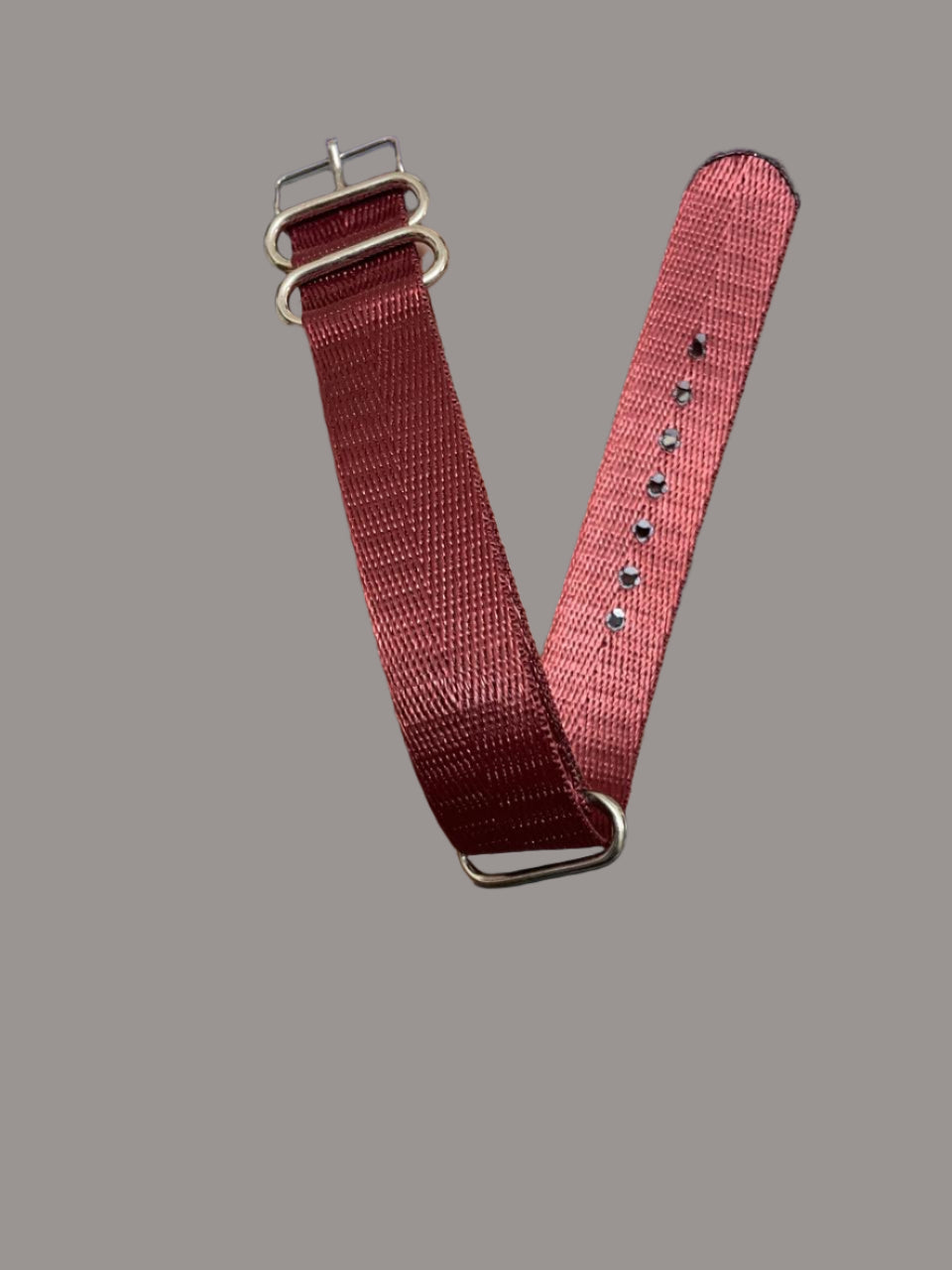 20mm maroon NATO watch strap with stainless steel buckle