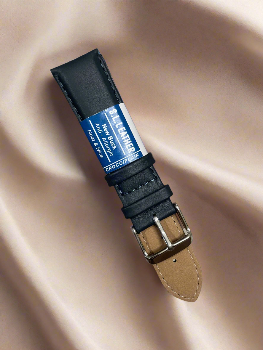Genuine leather Plain Strap Dark Blue 20,22mm