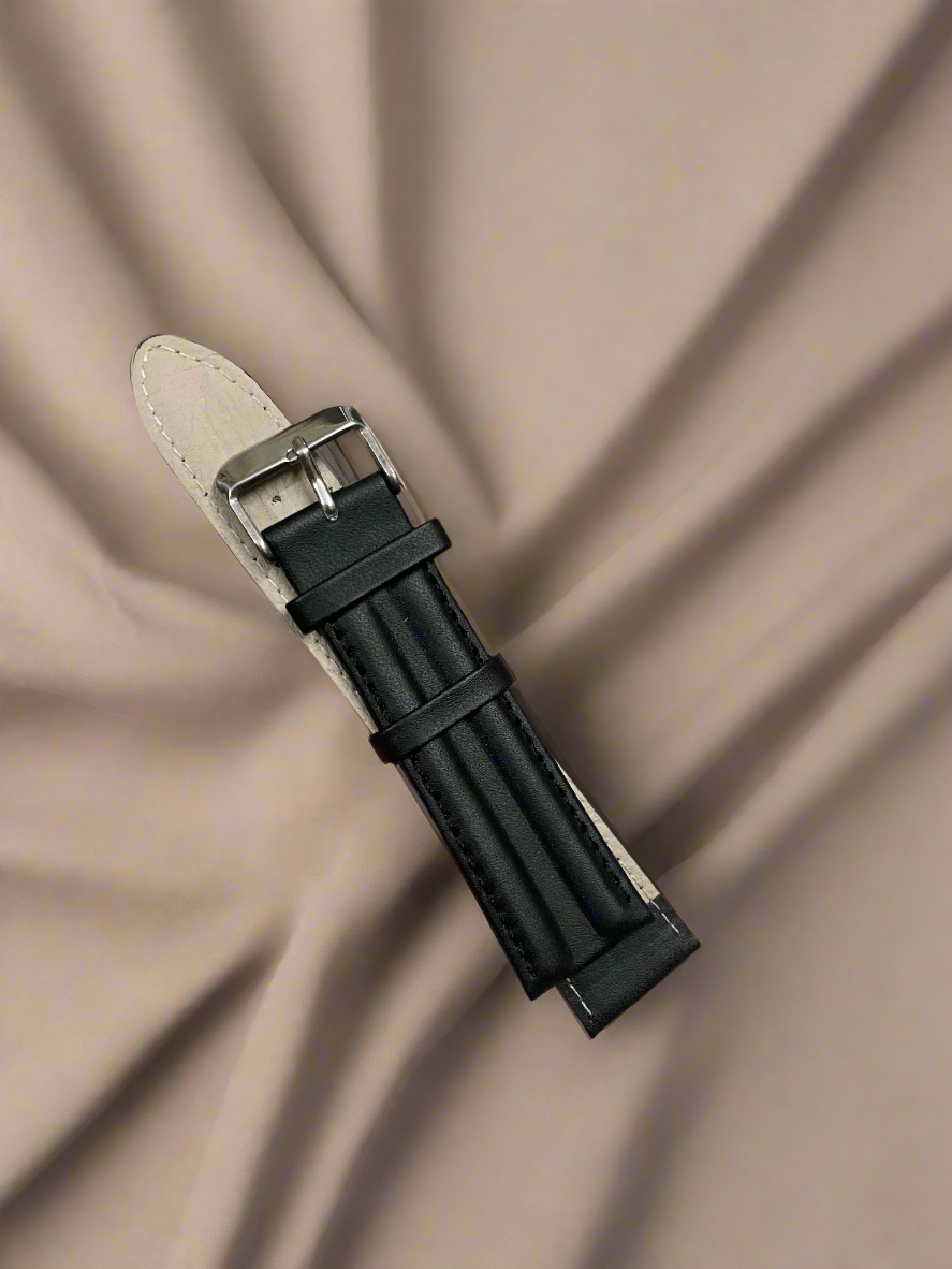 Double Doom leather strap Black 20 ,22mm