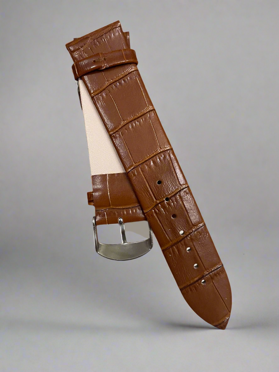 Croc Style Leather Strap Brown 20,22mm