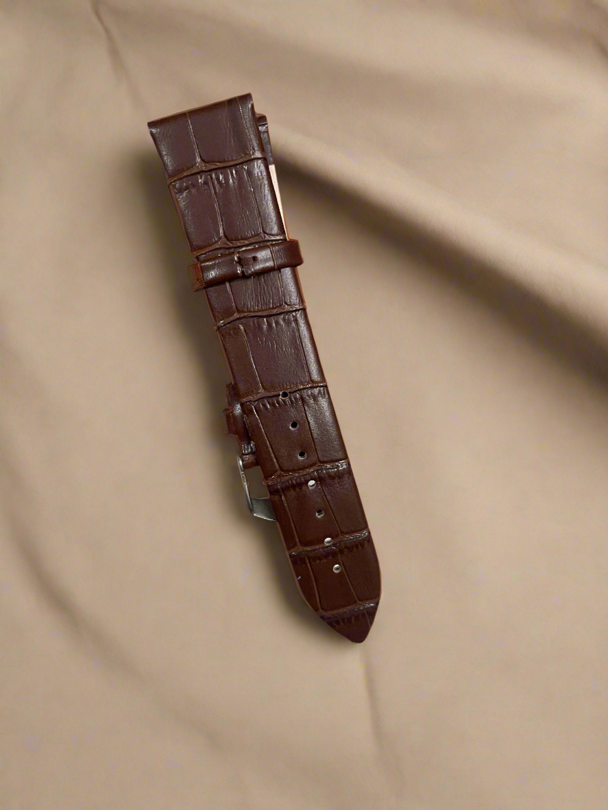 Croc Style Leather Strap Dark brown 20, 22mm