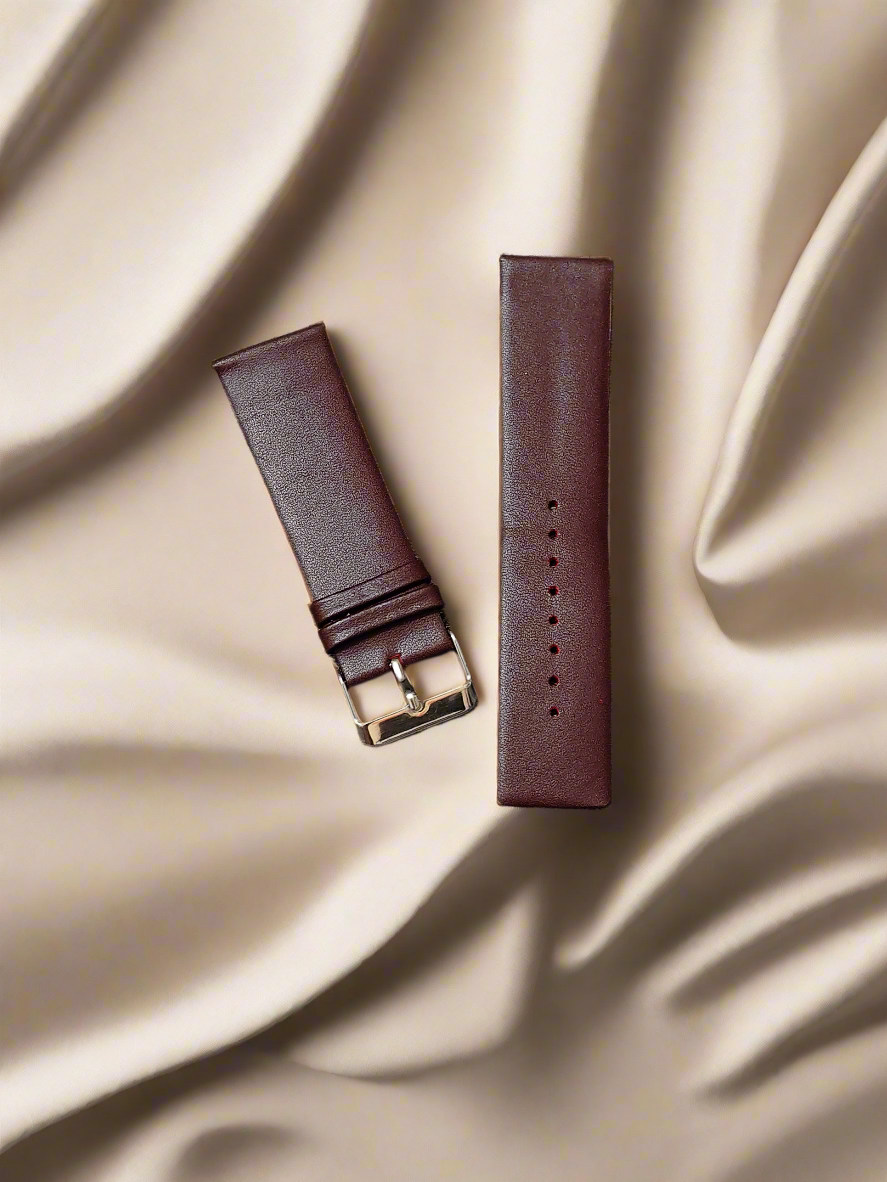 Budget Artificial (PU) Leather Watch Strap – Maroon Wine | Sizes 18mm, 20mm, 22mm, 24mm