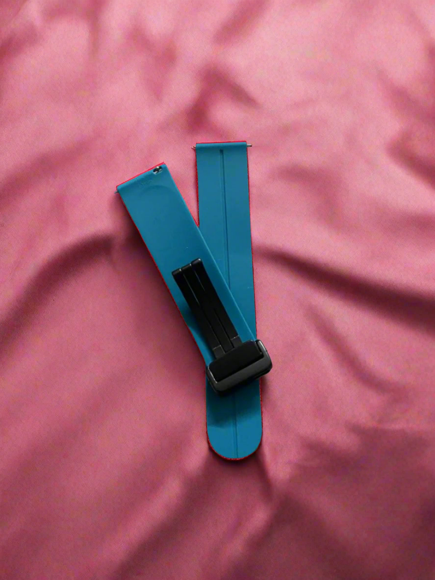 Premium Silicon Strap Magnetic lock with Quick release Teal-20mm 22mm