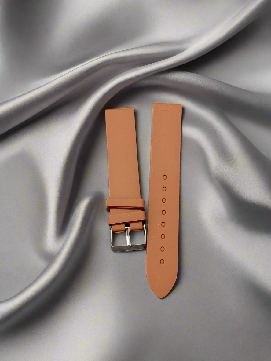 Unisex Silicone Watch Strap – Light Tan brown for Men & Women | Sizes 12mm, 14mm, 16mm, 18mm