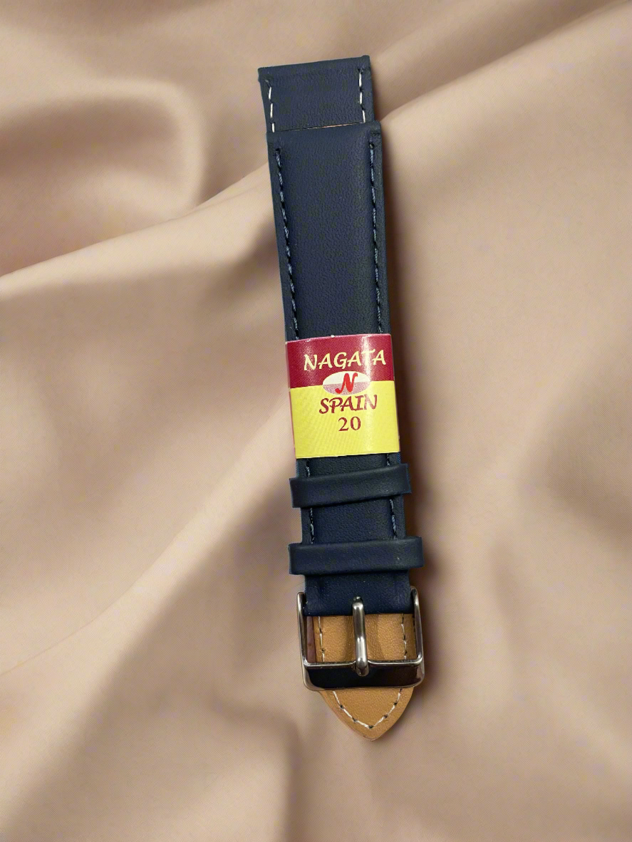 Nagata Spanish leather strap Navy Blue 18,20,22,24 mm