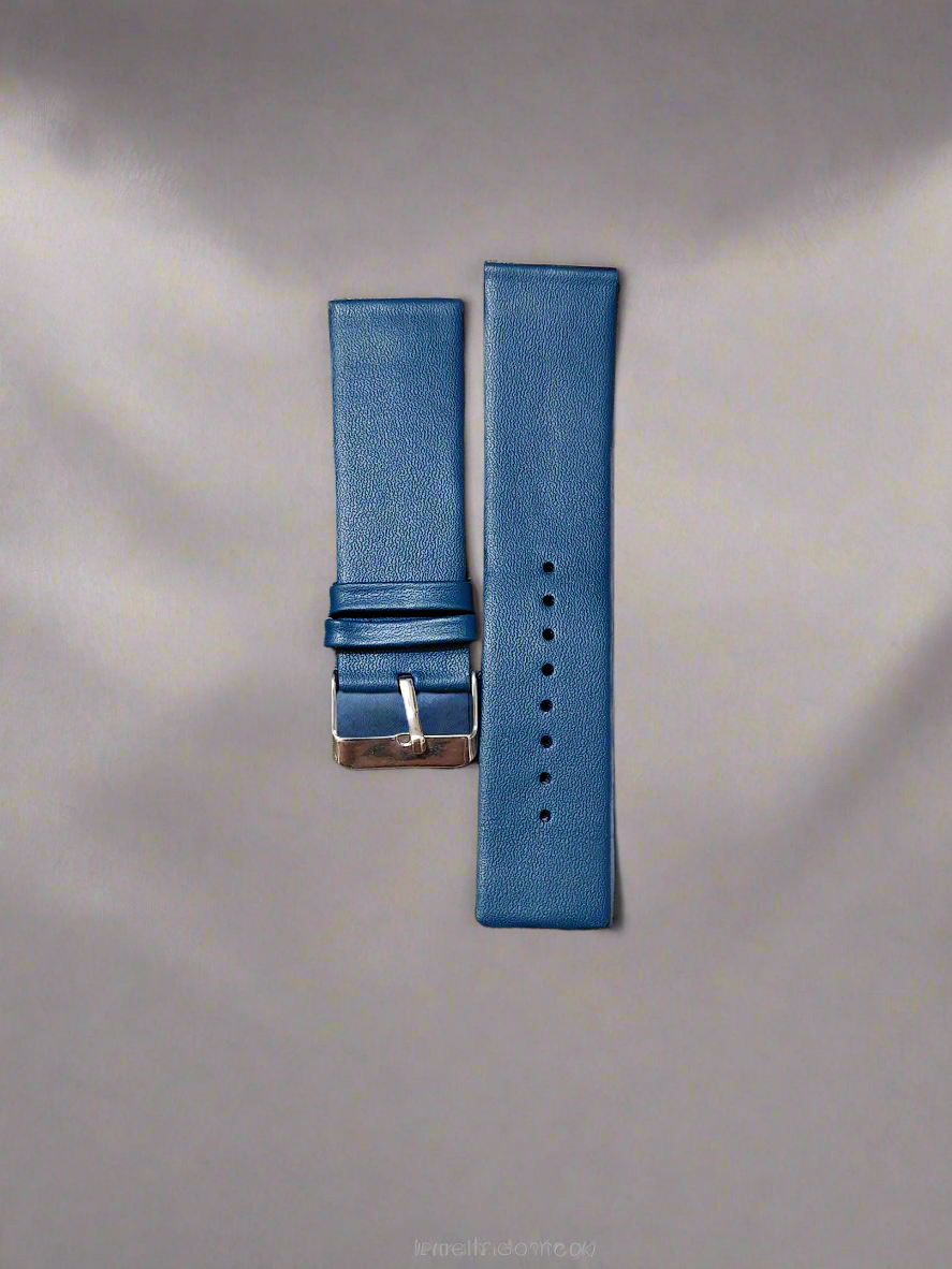 Budget Artificial (PU) Leather Watch Strap – Blue | Sizes 18mm, 20mm, 22mm, 24mm