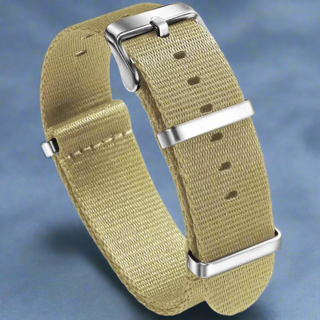 Khaki Beige NATO Nylon Watch Strap – 20mm – Minimal & Military-Inspired