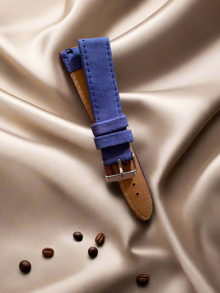 Blue Suede Leather Watch Strap – 18mm, 20mm, 22mm – Quick Release(Without Spring Bars)