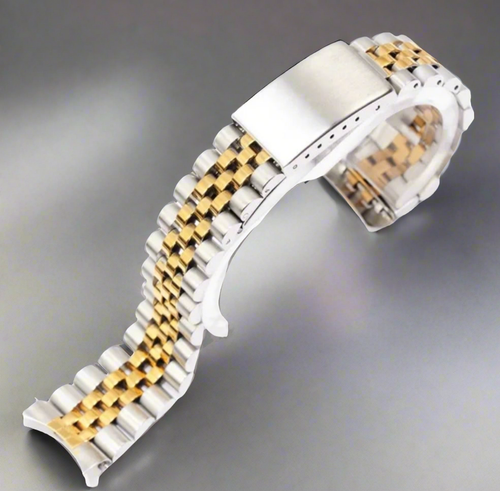 18mm ,20mm and 22mm Two-Tone Gold & Silver C-Shaped Curved Jubilee Bracelet – Stainless Steel