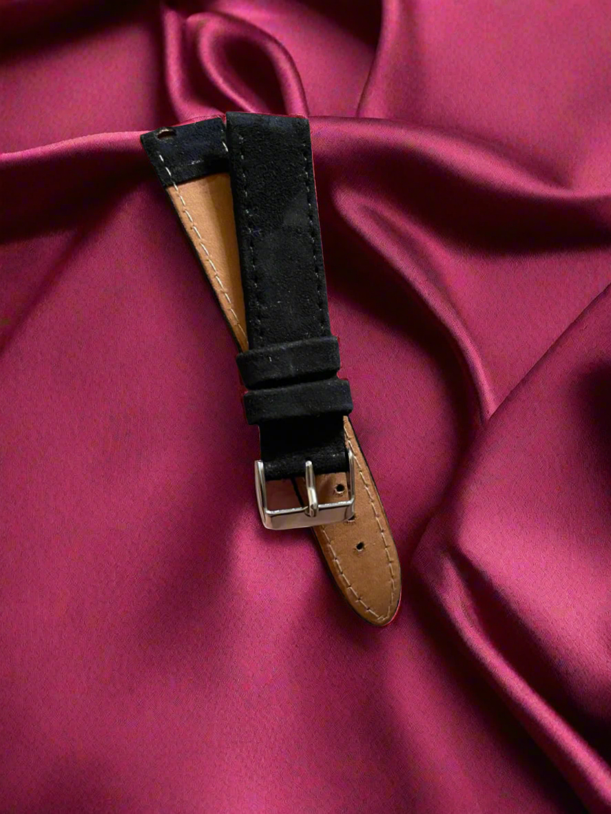 Black Suede Leather Watch Strap – 18mm, 20mm, 22mm – Quick Release(Without Spring Bars)