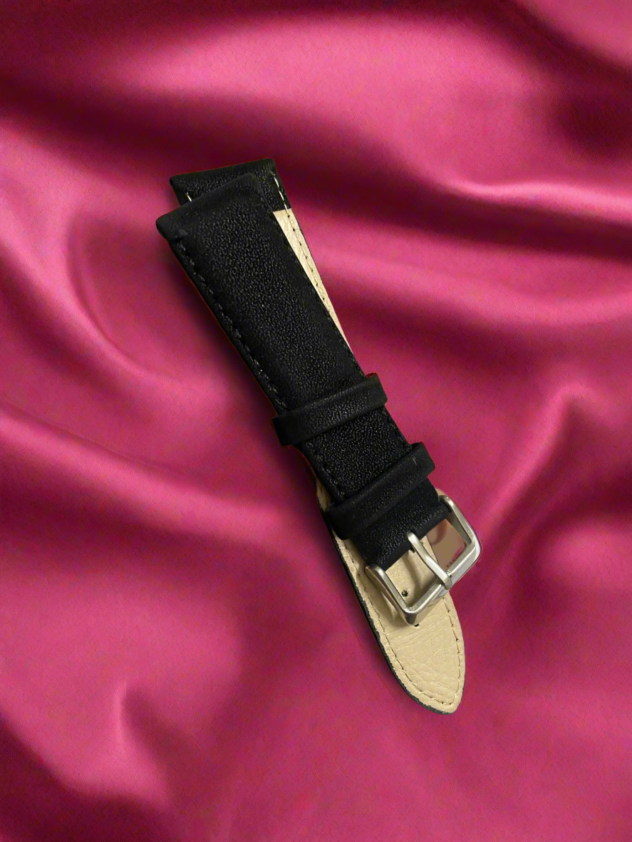 Leather Strap Velvet Black 22mm