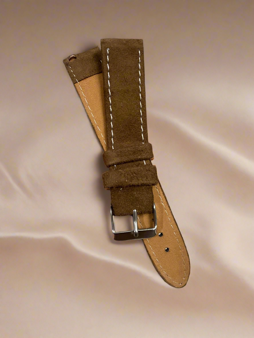Brown Suede Leather Watch Strap – 18mm, 20mm, 22mm – Quick Release(Without Spring Bars)