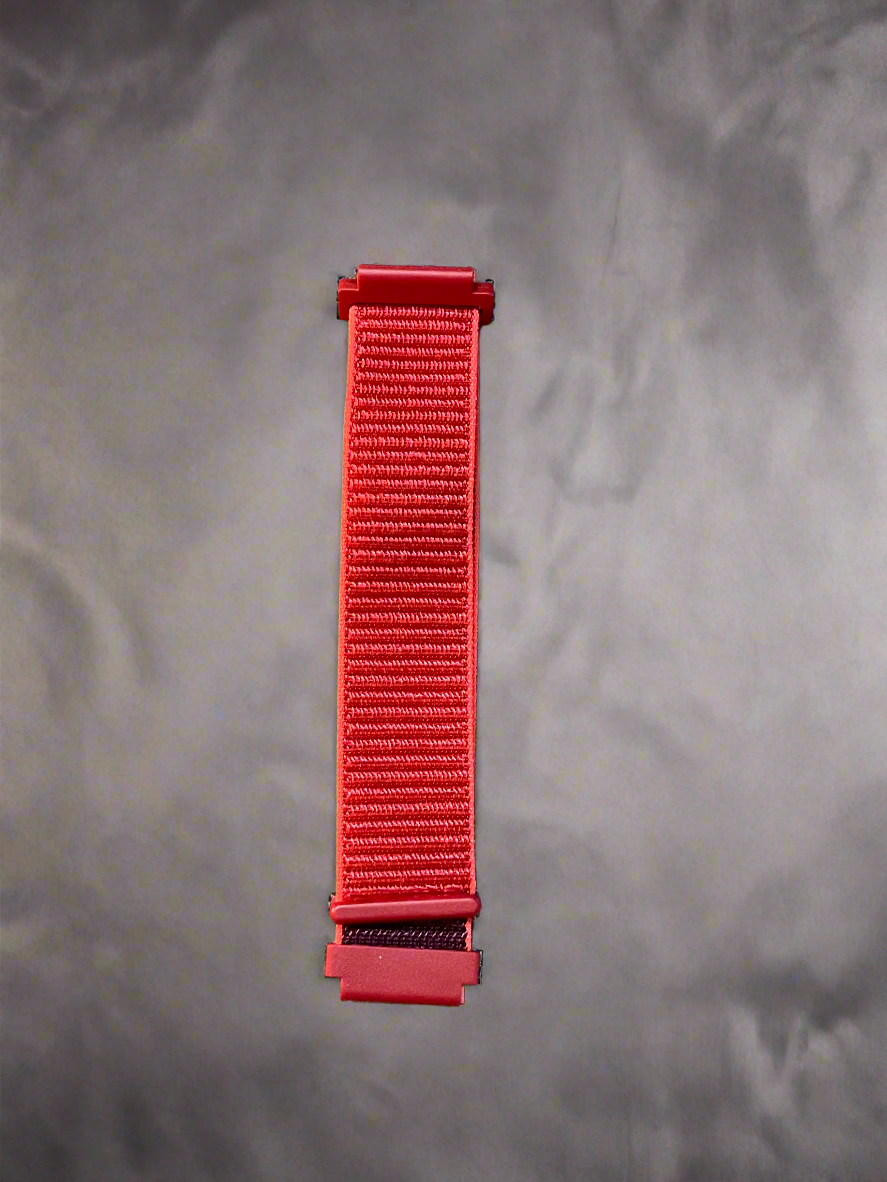 Red Velcro Nylon Watch Strap – Lightweight & Adjustable Hook-and-Loop Strap (20mm 22mm)
