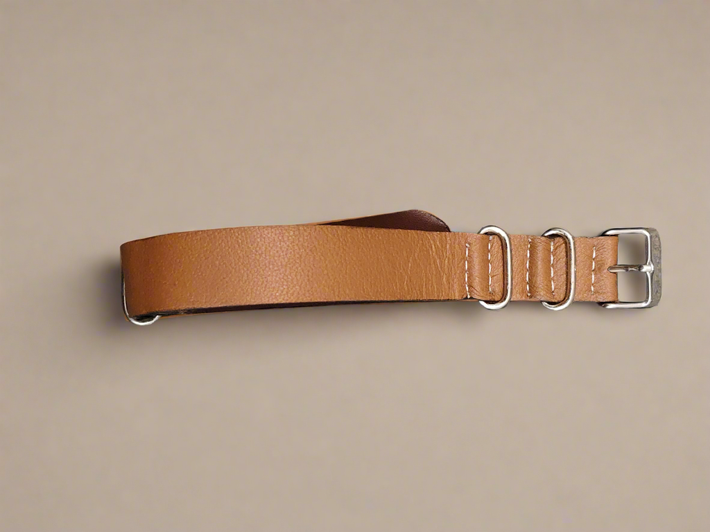 Leather Nato style strap Tan brown 18mm-20mm-22mm