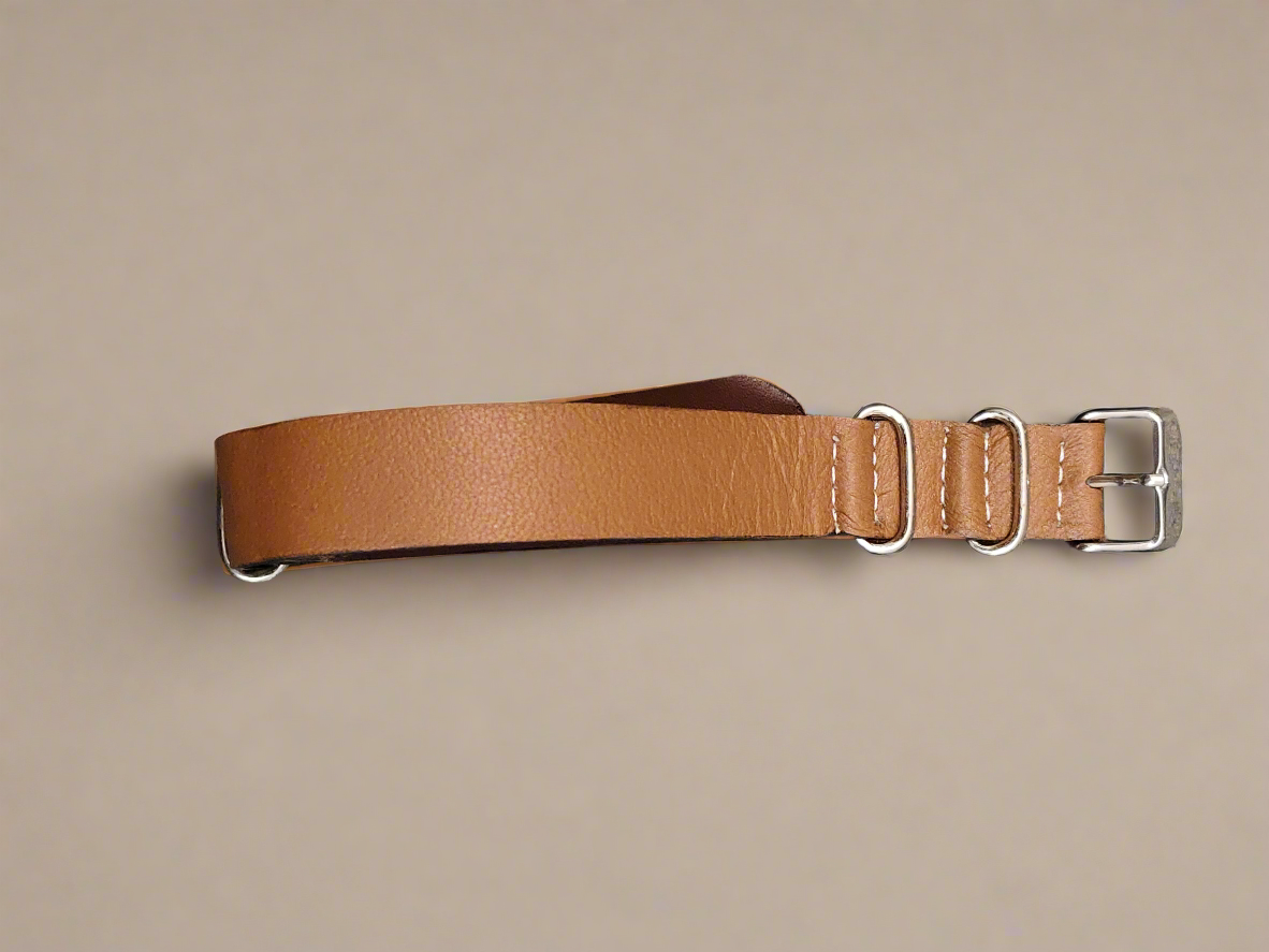 Leather Nato style strap Tan brown 18mm-20mm-22mm