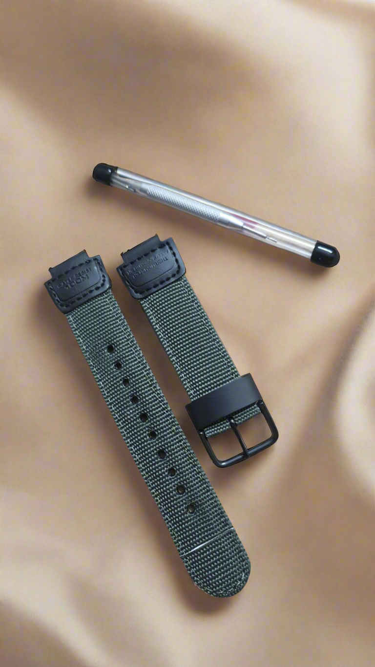 Olive Green Sailcloth Strap for G-Shock & Casio – 18mm to 22mm by Watcher of Watchez