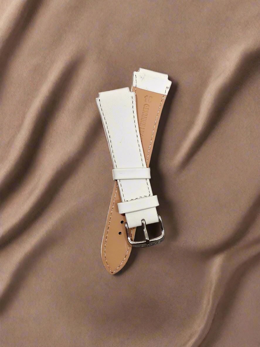 White Leather Watch Strap (18mm Lug, 22mm Outer) – Fits Casio AE1200, A158, A159, A168 & More
