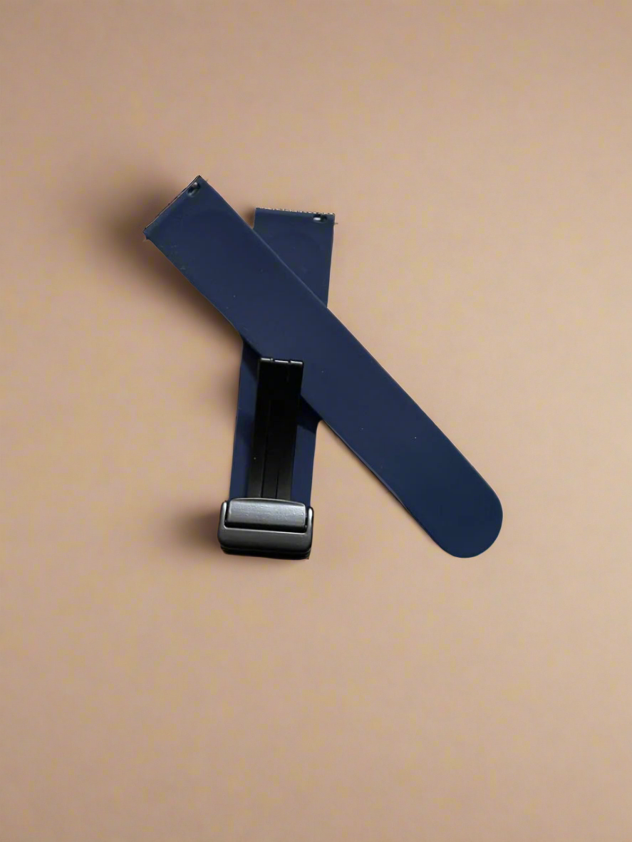 Premium Silicon Strap Magnetic lock with Quick release Navy Blue-20mm 22mm