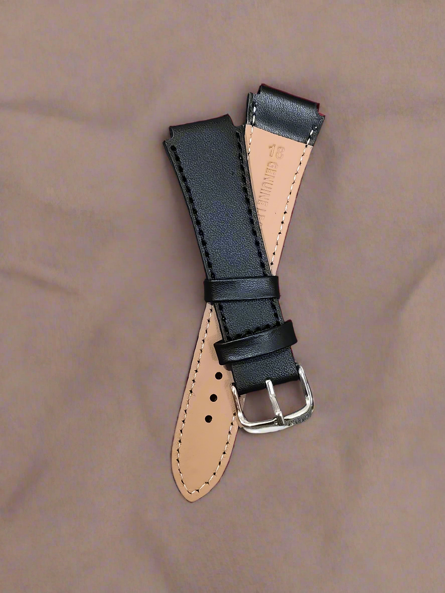 Black Leather Watch Strap (18mm Lug, 22mm Outer) – Fits Casio AE1200, A158, A159, A168 & More